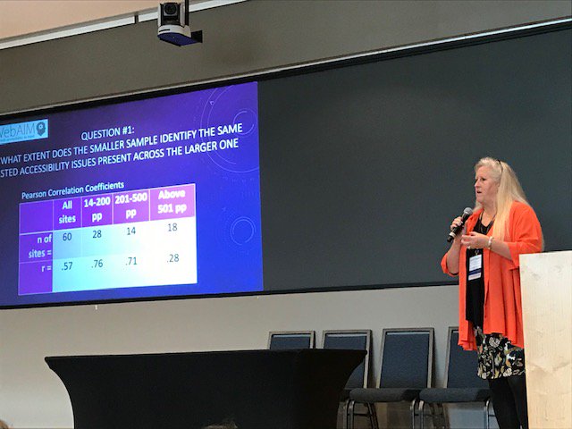 _donalrice's tweet image. Great to hear @CyndiRowland referencing the excellent work of @ericvelleman and @TheavdG in her presentation on @webaim &apos;s work on large scale monitoring at the @A11yTesting18 symposium.  Very relevant to simplified reviews required under the #webaccessibilitydirective