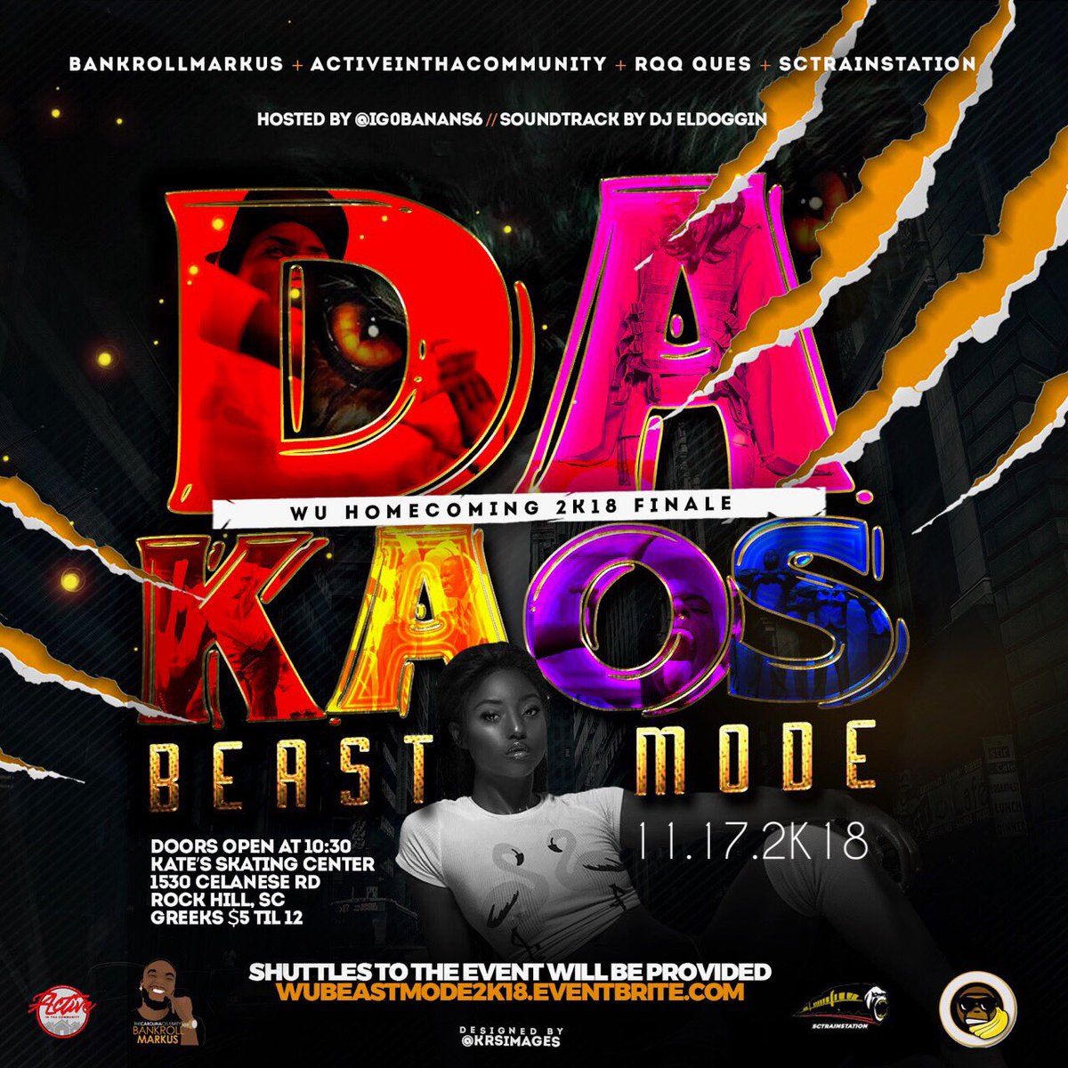 RHSUHC2K18's tweet photo. π¨11-17-18π¨ The Official WU Homecoming 2K18 Finale #DAKAOS : BEAST MODE EDITIONπ€πͺπΎ Greeks $5 Til 12 π΅πΈπΆπ°π±πΊπ©ππ and it all goes down at Kateβs Skating Rink in Rockhill,SCπWith @eldoggin on the track π₯π€
TICKETS AVAILABLE: https://t.co/Y0CPiv4GKk ππΎππΎππΎ #WUHomecoming https://t.co/CY2aSpd4sJ