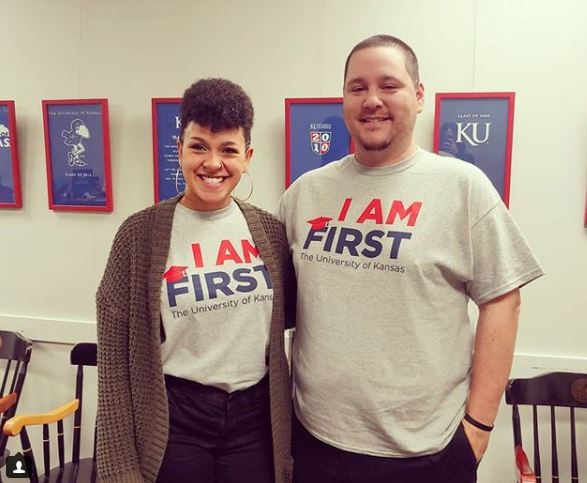KUCupboard's tweet image. Happy #nationalfirstgenerationday!

Today we celebrate the success of all first-generation #college #students

Eddie and Christina are proudly showcasing their college success and the awesome shirts from @TRIOatKU 

#firstgen #trio #rockchalk #weloveourstudents 
@KU_SCCS