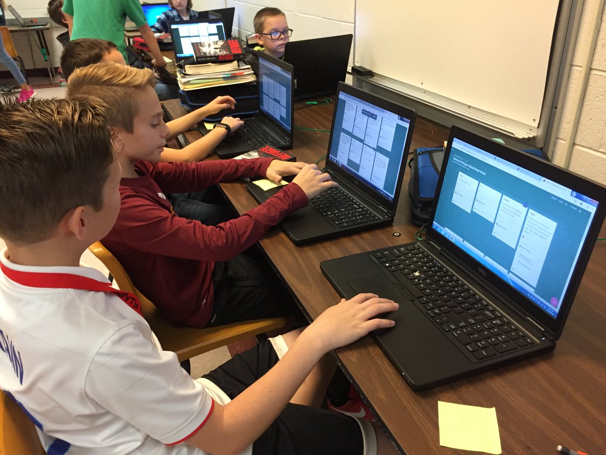 Enjoyed spending time in Ms. Clouser's 6th grade WIN Class this morning.  The students are using Padlet and Google Classroom to communicate with a classroom in Vancouver, British Columbia, Canada as part of a Global Read Aloud project for the book Refugee by Alan Grantz. #fcpsva