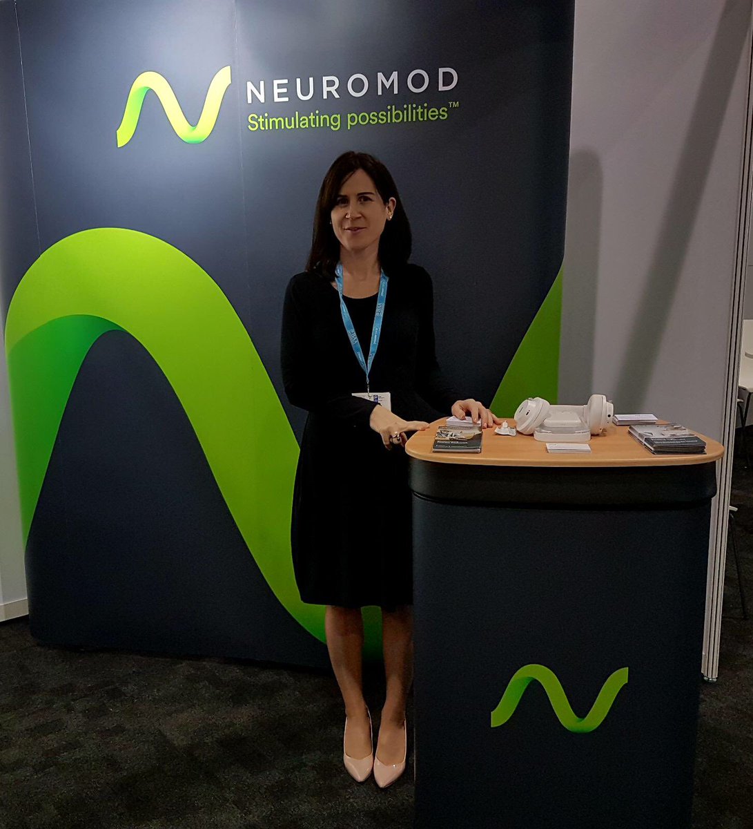 NeuromodDevices's tweet photo. If you’re attending the #BAA2018 #BAAconf come by Stand 5 and speak with our Clinical Director Caroline Hamilton and the @NeuromodDevices team about our bimodal #neuromodulation #tinnitus #treatment #audiology #audpeeps https://t.co/syHYhfAcFw