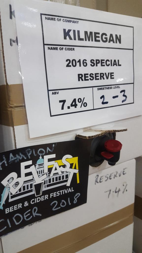 Delighted to be awarded Champion Cider at the 2018 Belfast Beer and Cider Festival Ulster Hall Belfast.