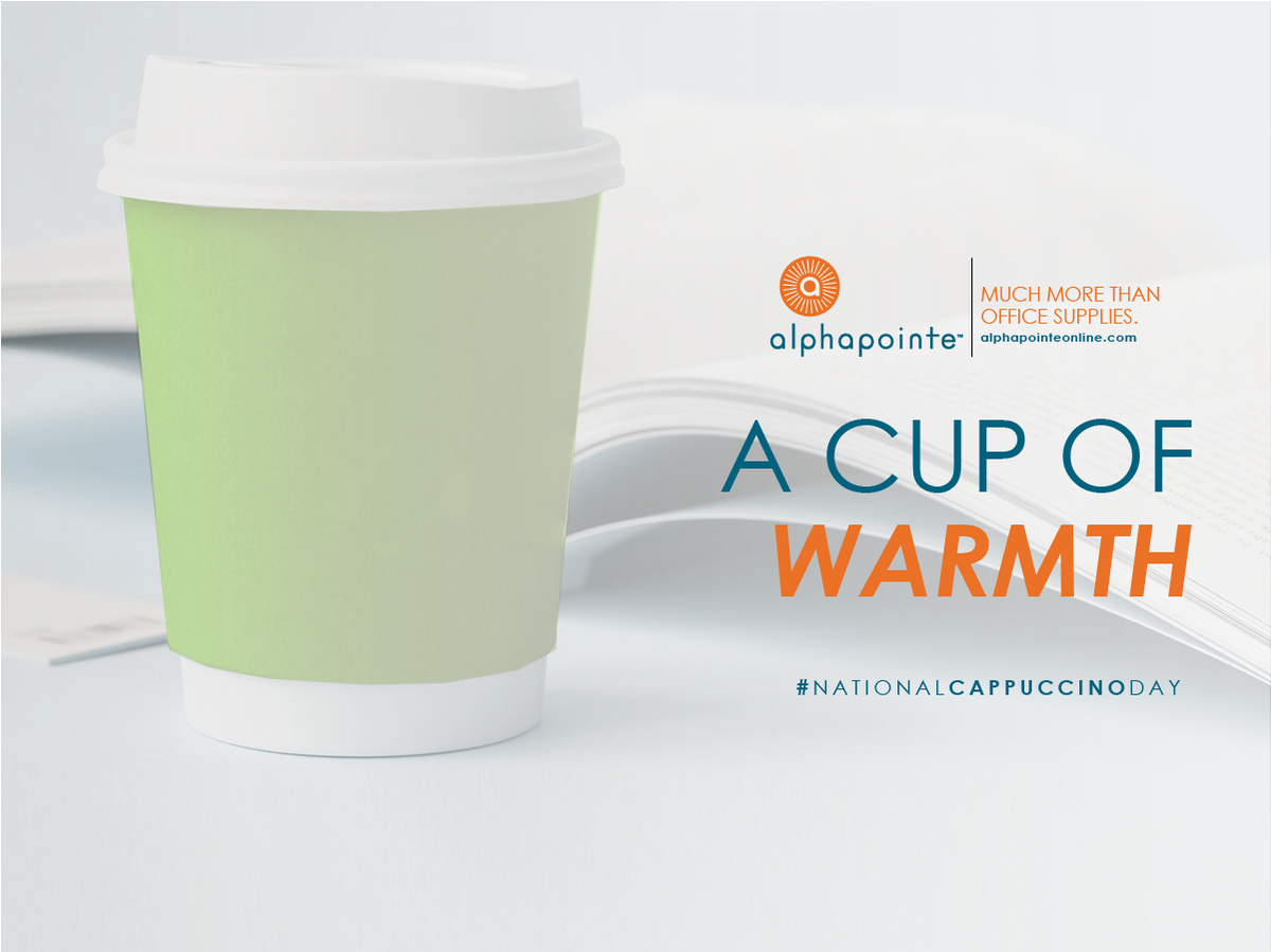 AlphapointeNY's tweet photo. Pour yourself a cup of warmth at the office with a cappuccino! #ShopAlphapointe #NationalCappuccinoDay https://t.co/Zra1Qi2B8Z https://t.co/JGR3NaTDEA