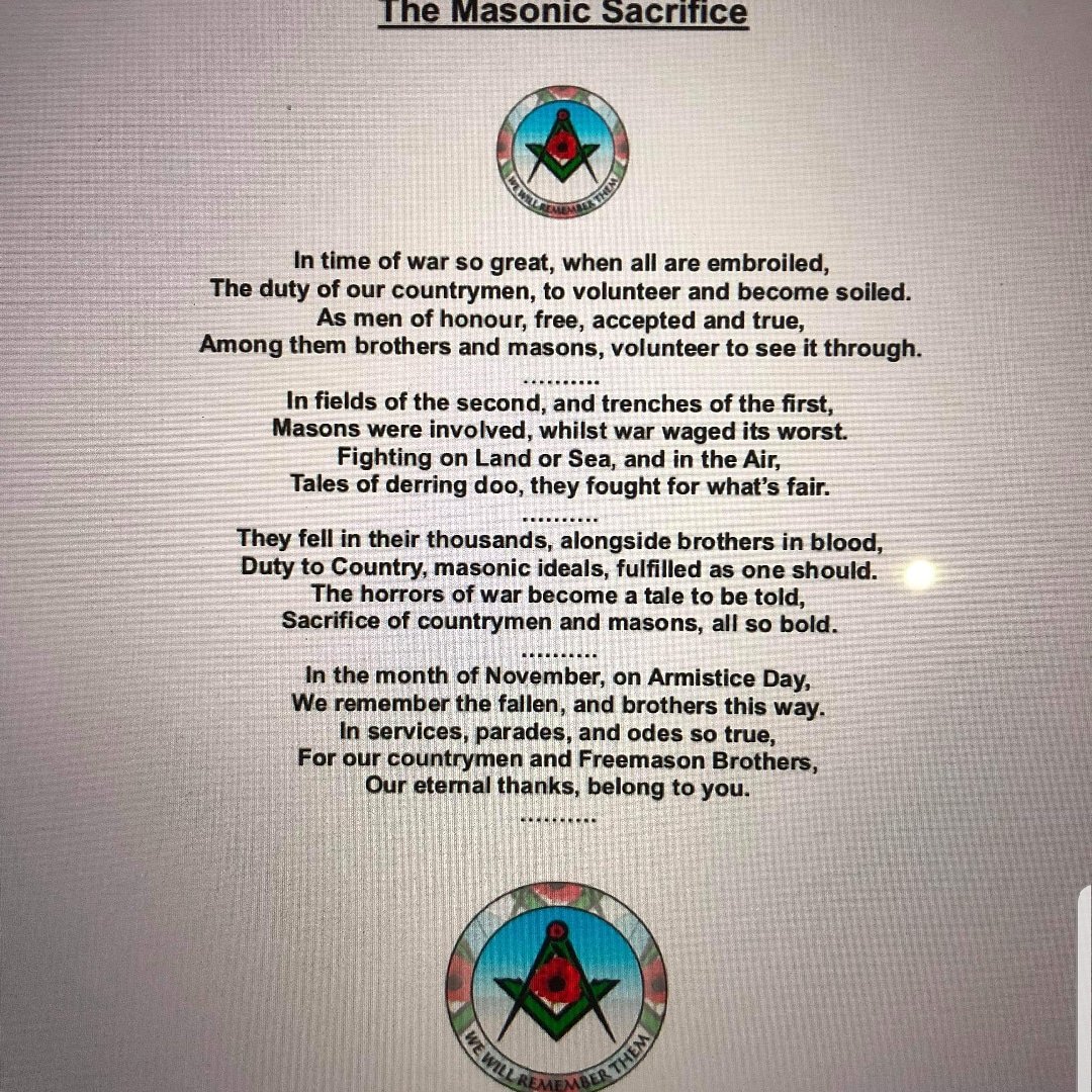 A friend of mine wrote and delivered this piece this week at a lodge night... i feel it needs sharing and is absolutely cracking #LestWeForget #Freemasonry #masonic #brethren