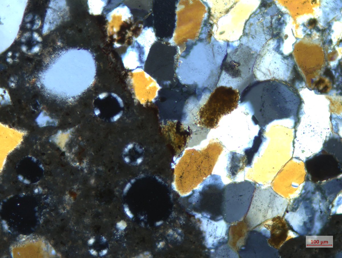 RSKPetrography's tweet image. Continuing on with our Secondary Deposits Series, this week we have concrete with well-rounded voids lined with ettringite.
#concreteanalysis #petrography #ThinSecctionThursday