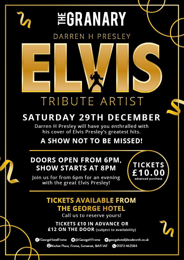GeorgeHFrome's tweet photo. Fancy a little less conversation and a bit more action? Put on your blue suede shoes and join us at the Heartbreak Hotel! #whatsonFrome #Elvisisinthebuilding #partytime #Fromelife https://t.co/BSfniMnbyh