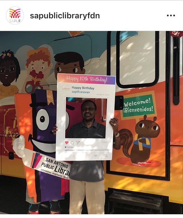 lizmytinger's tweet photo. The San Antonio Public Library Foundation asked me to create art for their new literacy caravan! Typography/graphic design by Jenny McChesney #SAPLF #library https://t.co/6nKZDh91Gy