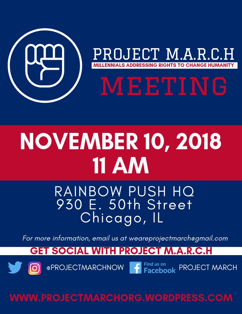 We’re convening to discuss “What’s Next?” post midterms along other things at @rpcoalition this Saturday. Light refreshments will be provided. All are welcome to join us! ✊🏽 #projectmarchnow #chicago