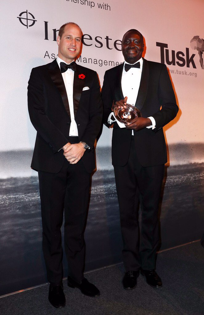 The Duke with The Tusk Award for Conservation winner Vincent Opyene. The award is given to an emerging leader in conservation in recognition of their contribution to date #TuskAwards #ForAllTheyDo