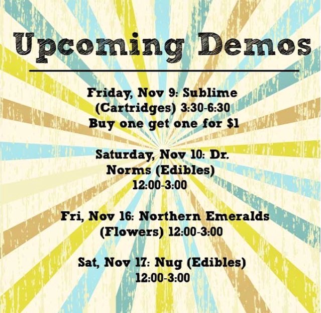 Don’t miss us this month we have lots of deals and demos going down. #berkeleypcc #recreationalmarijuana #medicalmarijuana #super_meds #california #demos #sales #deals #bogos #cartridges #edibles #sublime #drnorms #northernemeralds #NUG