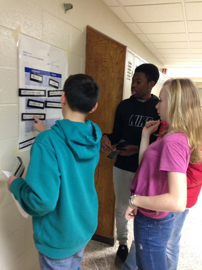 OTooleMath's tweet photo. Honors Geometry students collaborating on two-column proofs - poster style. #GrandBlancPride #GBHSOurStory https://t.co/E17GOMzje1