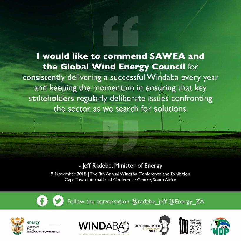 radebe_jeff's tweet photo. #Windaba2018 #WINDABA DG of Energy, Thabane Zulu addresses delegates at the #WindIndaba2018 in Cape Town https://t.co/vVaL7pTdCF