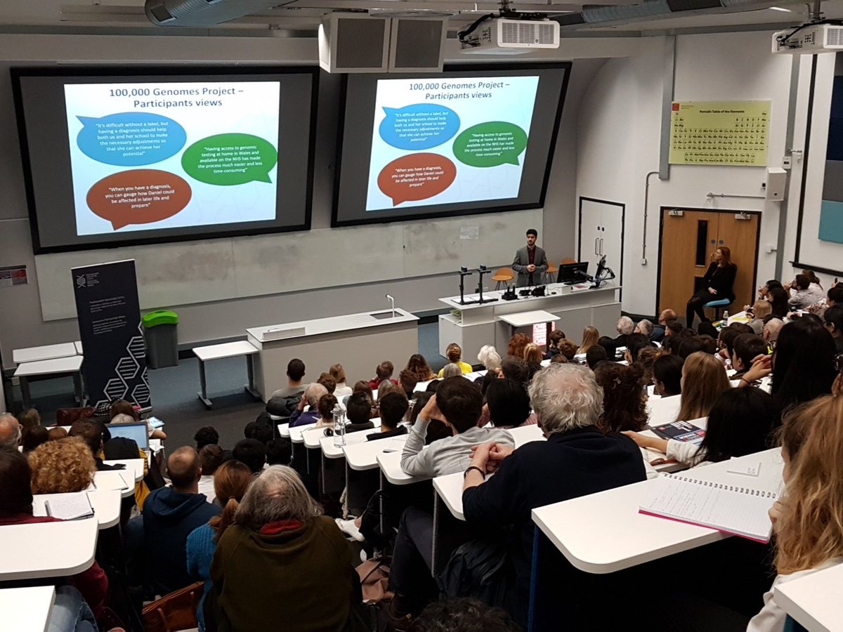 WalesGenePark's tweet photo. Rhys informing tonight's audience about progress in #genomic medicine in #Wales with @GenomicsWales and the 100,000 Genomes Project @WalesGMC @CUmedicengage @CUPublicEvents @ResearchWales #RareDiseases https://t.co/FZGis4y769
