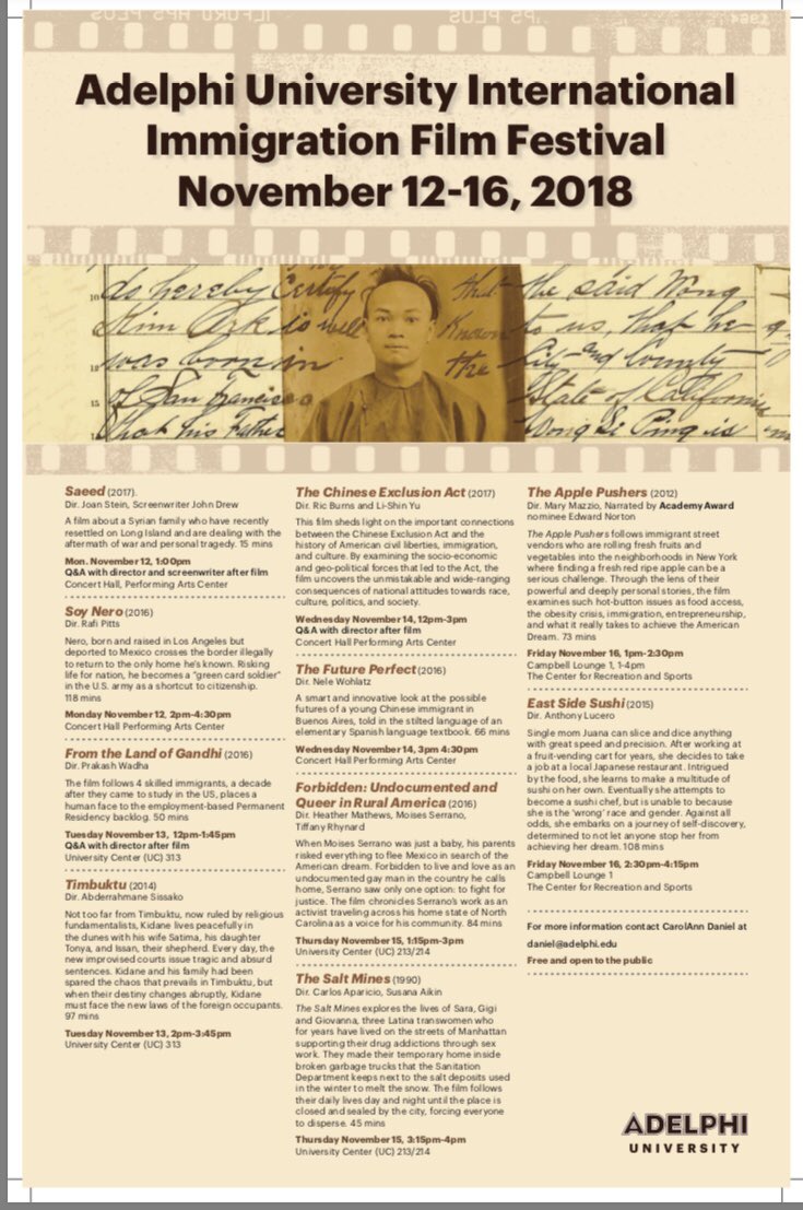 librarian_Sally's tweet image. Ten Films Five Days One World 
@AdelphiU 
#AUFilmFestival2018