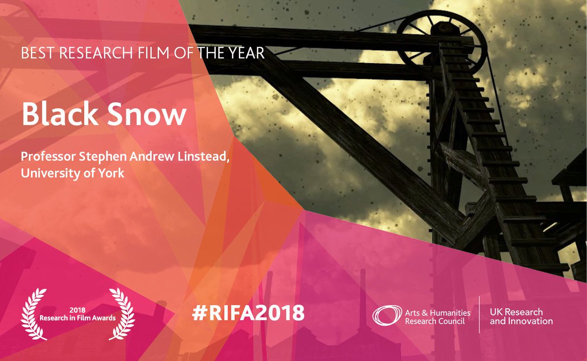 Arts and Humanities Research Council (@ahrcpress) on Twitter photo We’re proud to announce the #RIFA2018 Best Research Film of the Year is awarded to <a href="/stephenlinstead/">Steve Linstead</a> from <a href="/UniOfYork/">University of York</a> for ‘Black Snow’. 🏆🎬 Congratulations! We’re proud to announce the #RIFA2018 Best Research Film of the Year is awarded to <a href="/stephenlinstead/">Steve Linstead</a> from <a href="/UniOfYork/">University of York</a> for ‘Black Snow’. 🏆🎬 Congratulations!