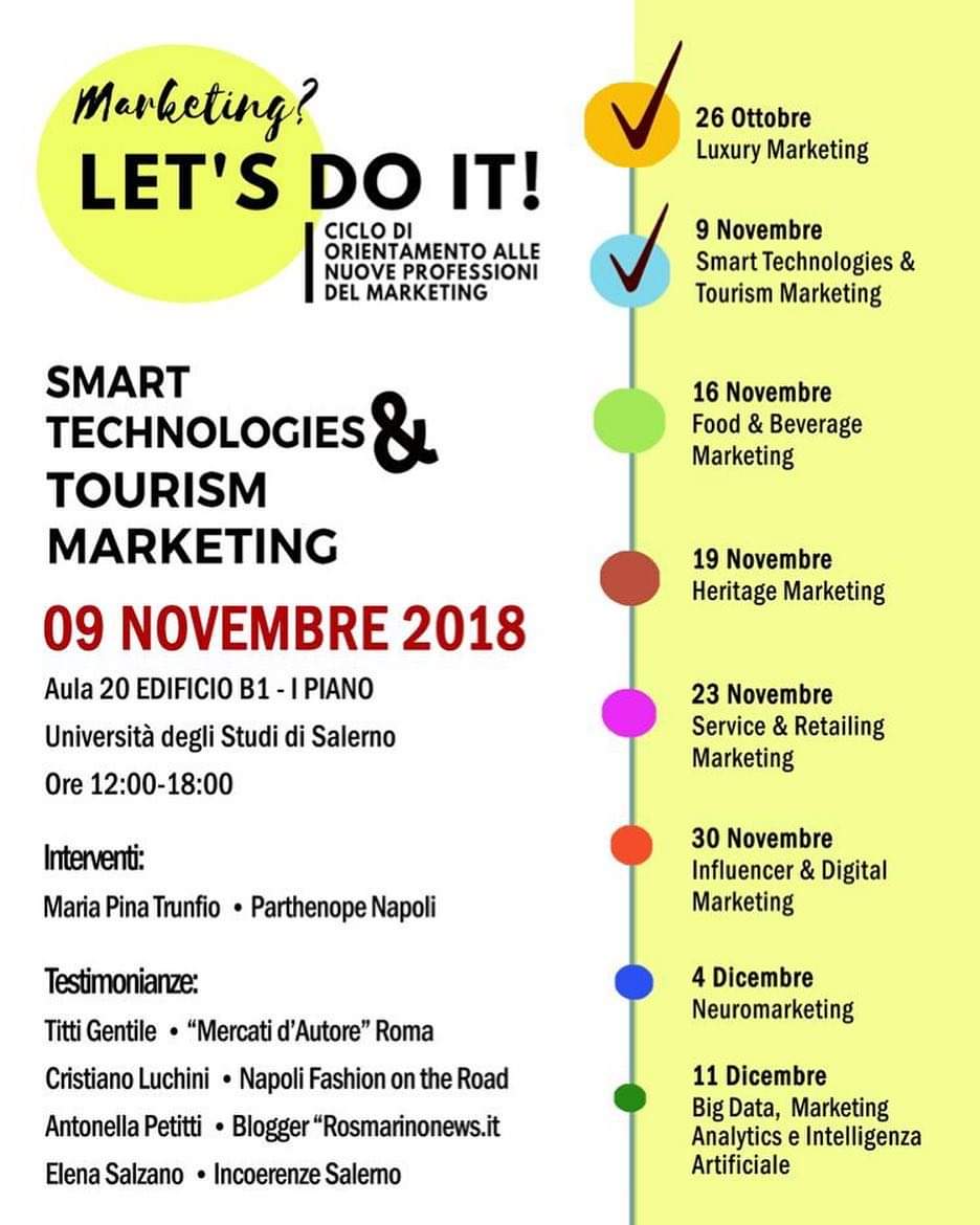 ElenaSalzano's tweet image. Domani ad @UniSalerno con @vittoriamarino2 per raccontare di Smart Technologies &amp;amp; Tourism Marketing al ciclo di orientamento alle nuove professioni del marketing. #Staytuned con @incoerenze #contenitorididee