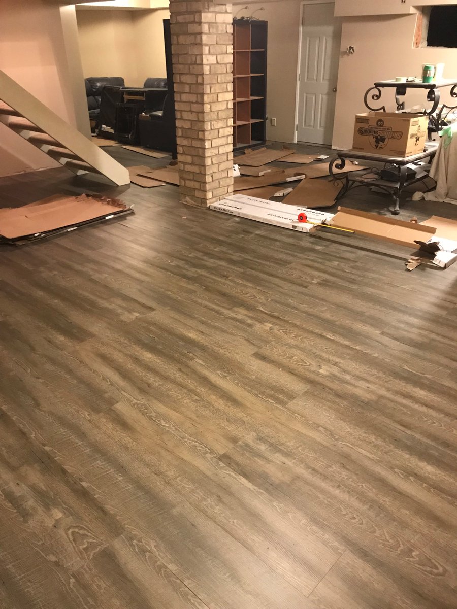 Just installed Duraflexflor from @CenturaTile. Looks great and easy enough even for me to do. Just needs some finishing touches.