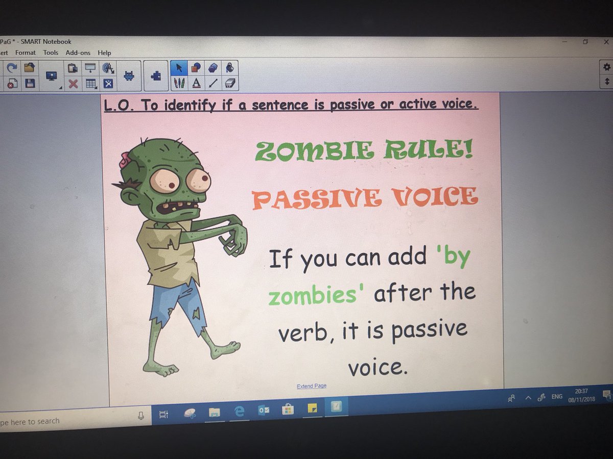 This is my second time in Y6 and I really wanted to find a better way to show the kids passive voice and I have found one!! Something fun and simple - THE ZOMBIE RULE!! 🧟‍♀️🧟‍♂️🧟‍♀️🧟‍♂️🗯 #passivevoice #grammar #Year6 #ks2grammar #english #zombierule