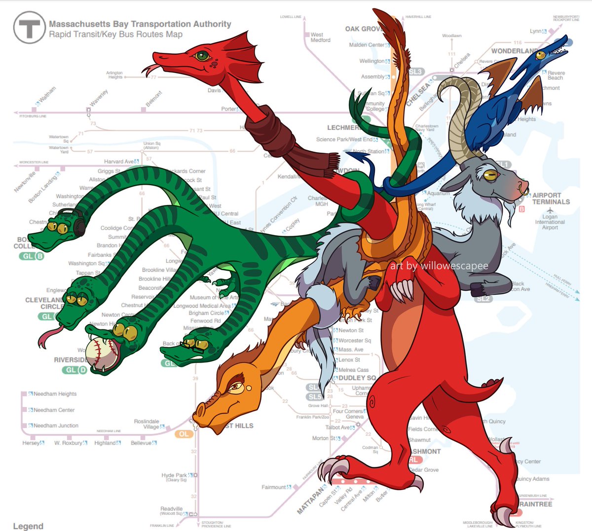 When I stare at the MBTA map too long, all the lines start to look like weird dragons