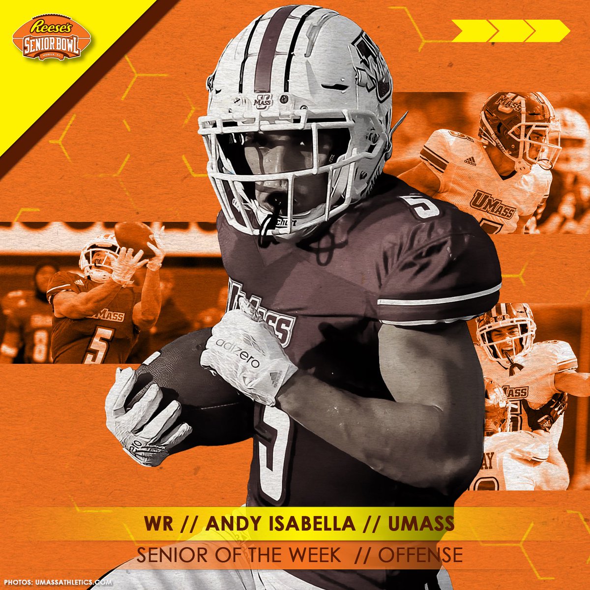 seniorbowl's tweet image. ICYMI: Our Offensive and Defensive #SeniorsOfTheWeek from Week 10: @UMassFootball WR Andy Isabella and @RFootball safety Saquan Hampton &amp;gt; bit.ly/2qBwc0z