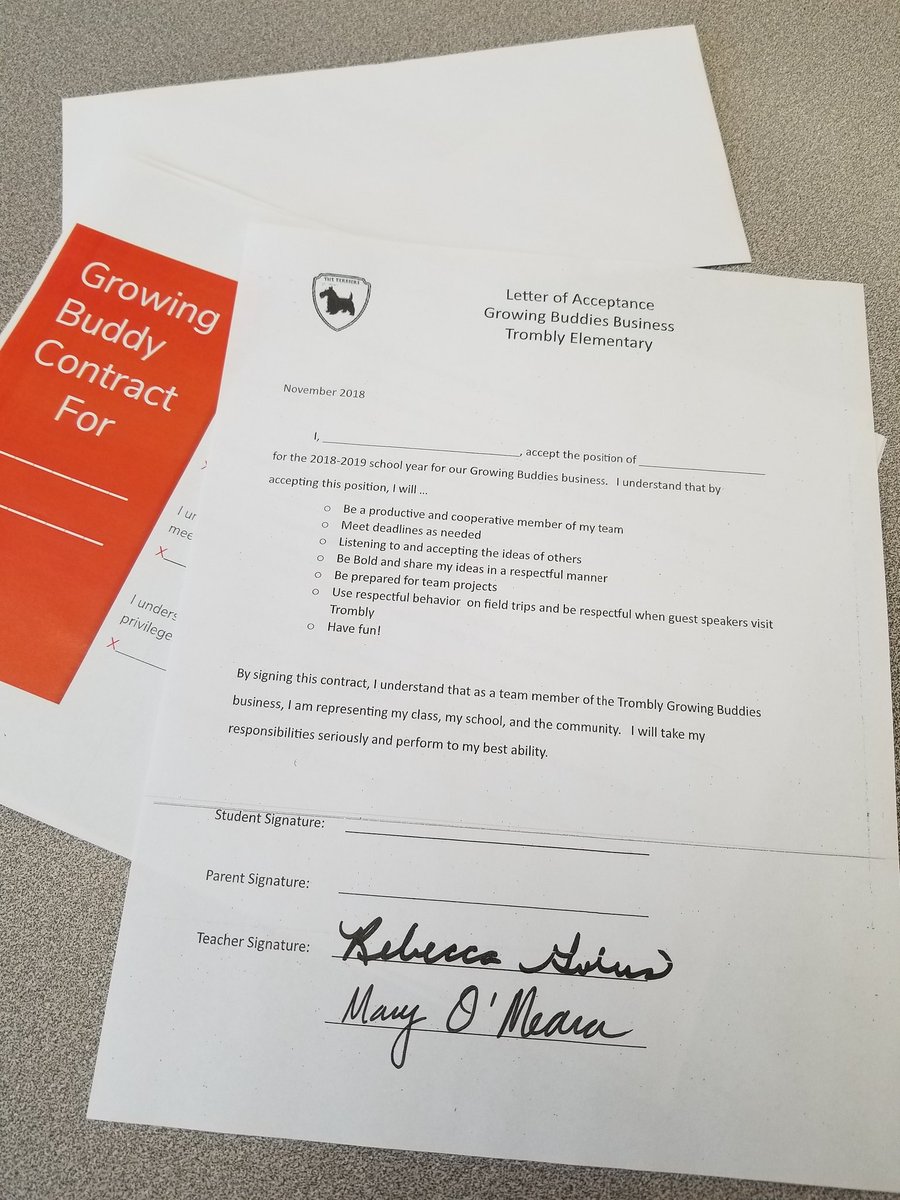 OMearaMultiage's tweet photo. It's getting real! Letters of acceptance and contracts are being delivered to our prospective Growing Buddy student employees.  @AudReimer https://t.co/KBRU2VMVqi