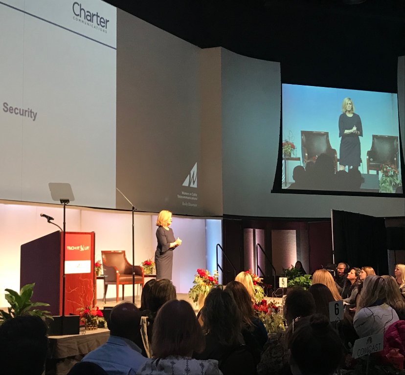 WICTRM's tweet photo. Jane Rhodes, GVP Corporate Physical Security at Charter Communications, tells the facts about security in the workplace during these trying times. #TechItOut #TIO2018 #wictrm https://t.co/8b6iBjwrKA