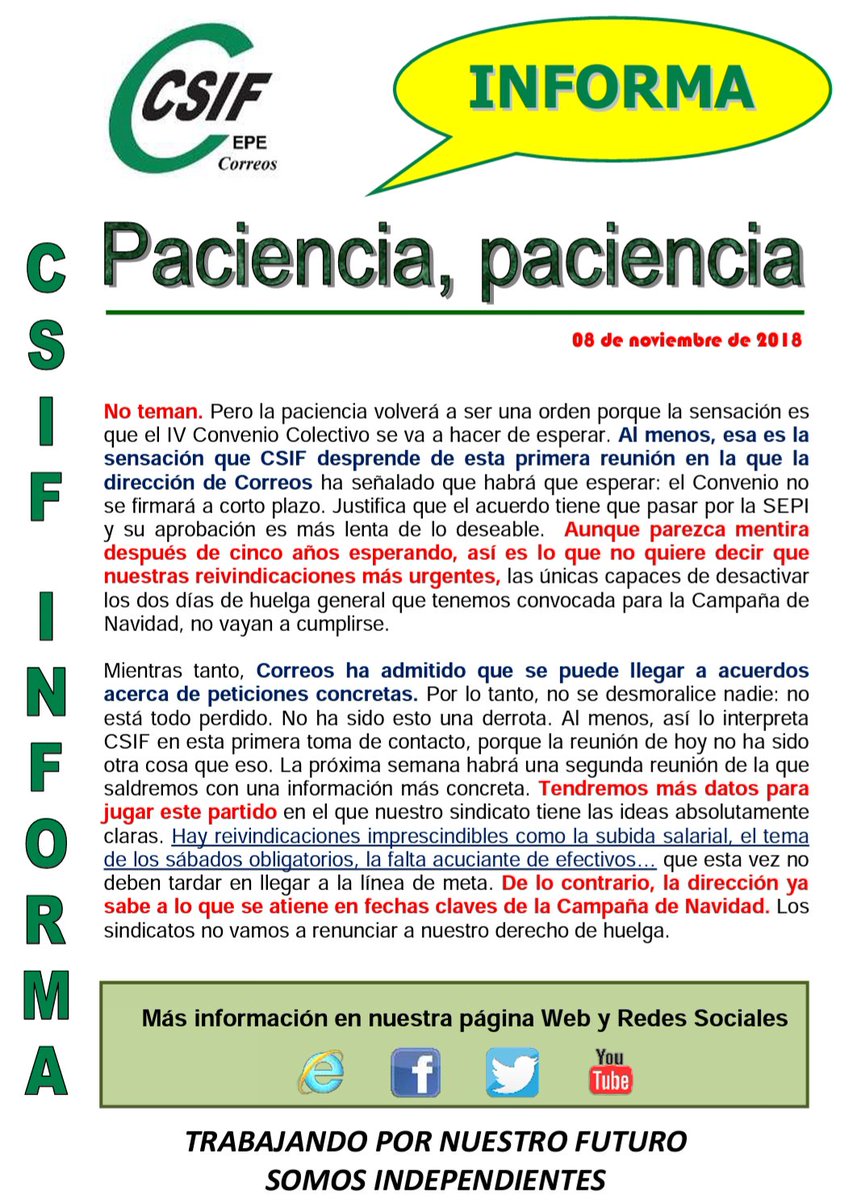 csif_epe's tweet image. Lo dicho tantas veces. Sin paciencia no somos nadie.