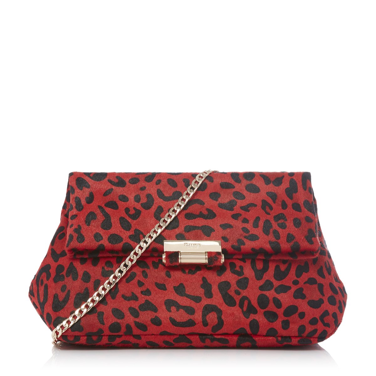 red leopard print clutch bag