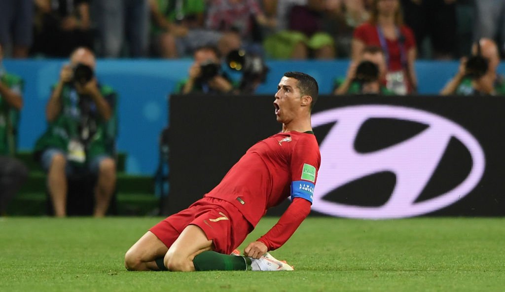 Portugal captain Cristiano Ronaldo celebrates at the 2018 FIFA World Cup Russia in Sochi.