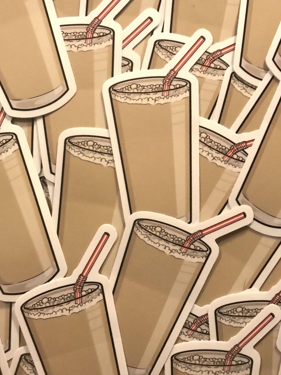 Cawfee Milk stickers available at johnnyclamcakes.com