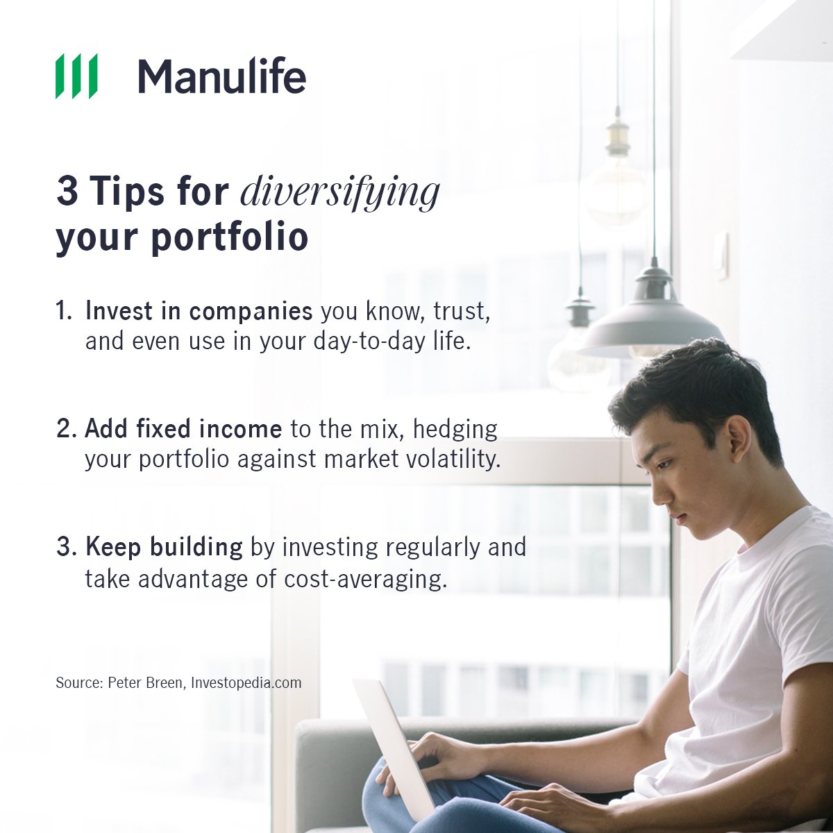 ManulifePH's tweet photo. Thinking of investing? Here's a tip: The stock market can go up or down at any moment that’s why it’s very important that you don’t put all your eggs in one basket. Diversification is your best defense against stock market swings.#FridayFinancialTip https://t.co/snIBaUSZZ4