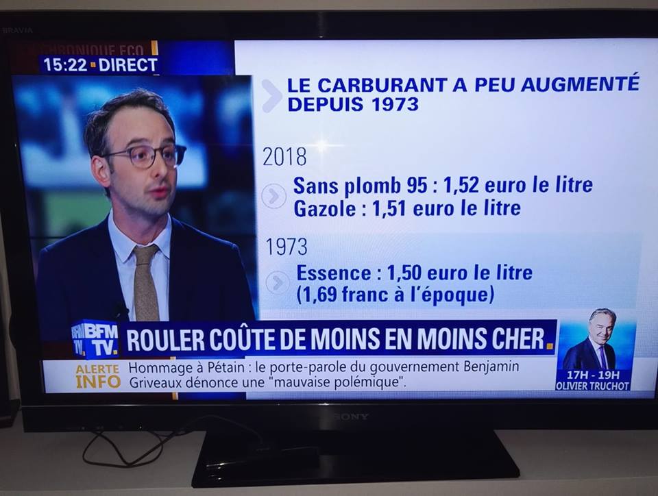 SylvieGaillard's tweet image. Y'a pas une couille ? 1,69fr ça fait 0,26€ le litre en 1973. Sacré économiste 😂
PARTAGEZ UN MAX, C'EST TROP GROS !!!
voilà l'info de BFM... regardez ça