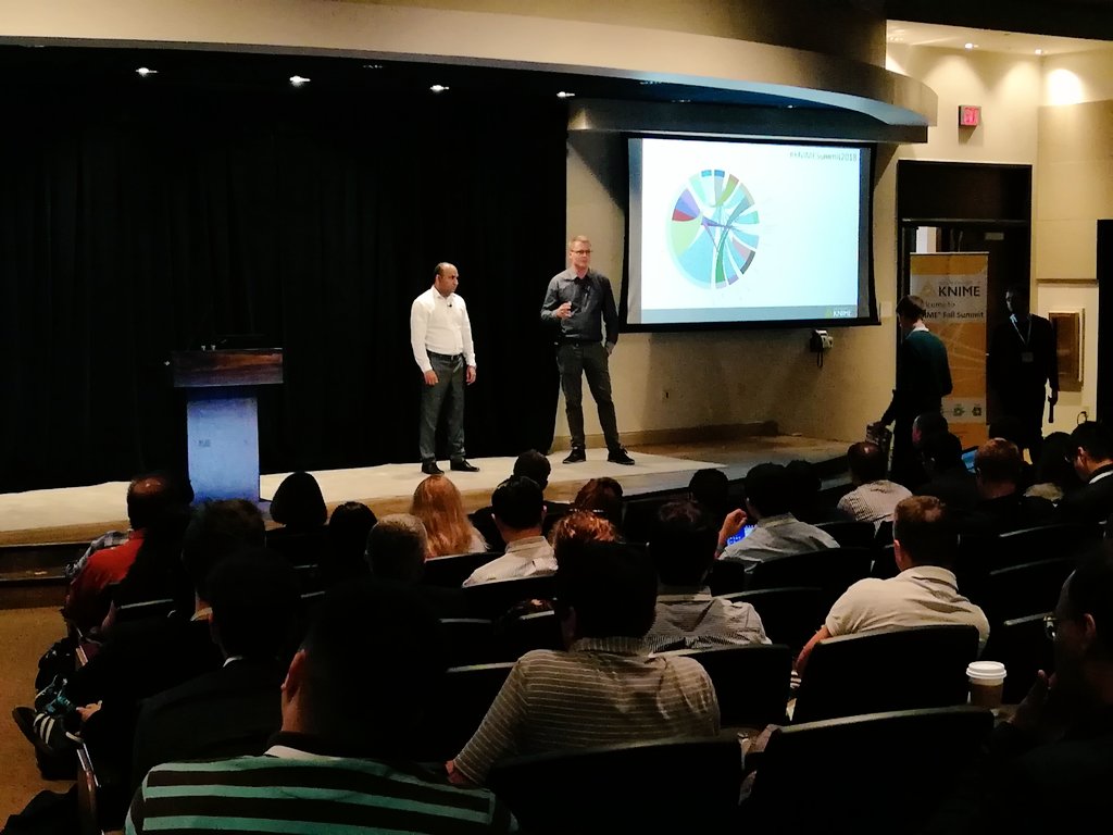 knime's tweet photo. Q&A session after the presentation from Juho Parviainen & Nilesh Dhomse on #DataScience at Palo Alto Networks: How Do We #Productionize? #KNIMESummit2018 #KNIME #DataAnalytics #OpenSource #ETL https://t.co/OtUEElxMth