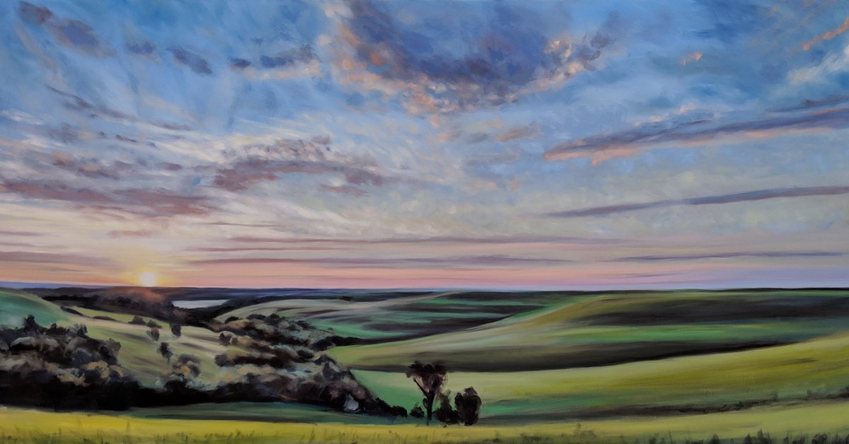 Stage 3 of a new 42x84 inch #Flinthills #oilpainting #painting #commission