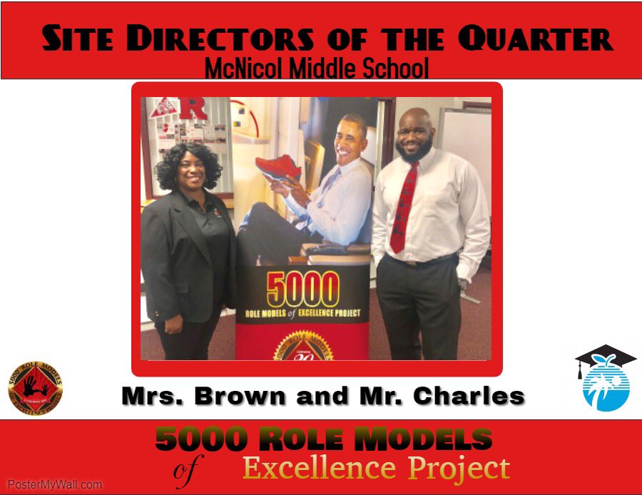 Congratulations to our 5000 Role Models of Excellence Site Directors of the Quarter Mr. Charles and Ms. Brown. Thank you for your leadership and commitment to these young men. We are 5000!! <a href="/AnnMurrayDist1/">Ann Murray</a> <a href="/dwatkins1/">David Watkins</a> <a href="/HollywoodFLPD/">HollywoodFL Police</a> <a href="/cohgov/">City of Hollywood,FL</a> @McNicolHawks @Mr_InstrCoach