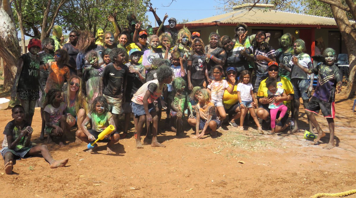 This Tuesday the Wirraka Maya team is hosting Warralong Community Day for the kids at Warralong School!

We’ll be putting on a colour fun-run obstacle course and face painting, as well as damper making with the local ladies and cooking kangaroo tails with the local men!