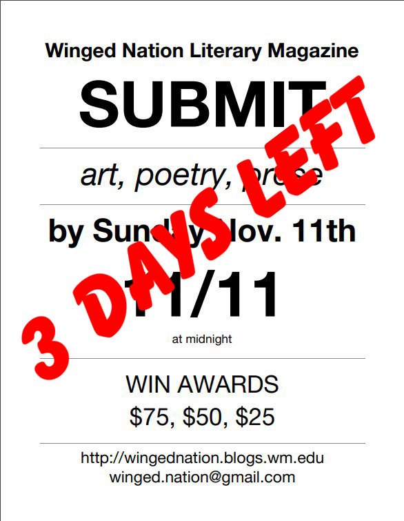 wingednationWM's tweet photo. 3 days left to submit! Click here: https://t.co/2qVteFO6rR https://t.co/PKx2sVzcCy