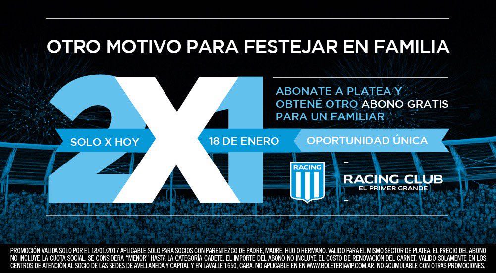 lucianoderacing's tweet photo. #Abonos2019
#NoTeApures
#EsperáEl2X1 de @RacingClub
😎 https://t.co/rtiuat6t6g