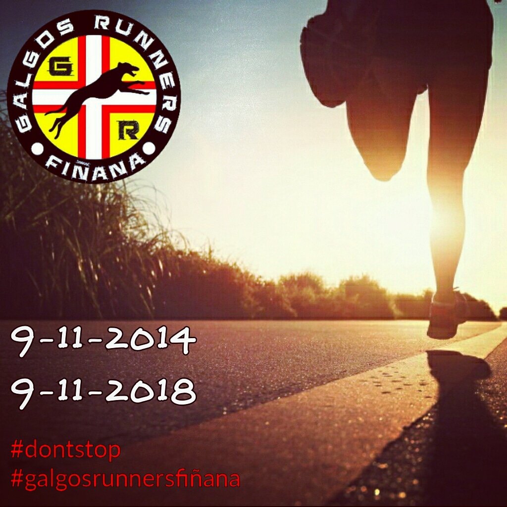 GalgosRunners's tweet photo. Hoy celebramos nuestro 4°Aniversario y algún kilómetro seguro que cae.
Por muchos años más!!
Felicidades galgos!!
#dontstop #galgosrunnersfiñana #fiñanerosrunners https://t.co/drZgnPrkRA