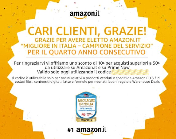 Topnegozi's tweet photo. Solo per oggi!!!!!
AMAZON > -10€ Codice Sconto
Preleva Codice Sconto > https://t.co/wM6xePIIDO
#amazon #9novembre #coupon #couponing #coupons https://t.co/VGIVi1t7Av