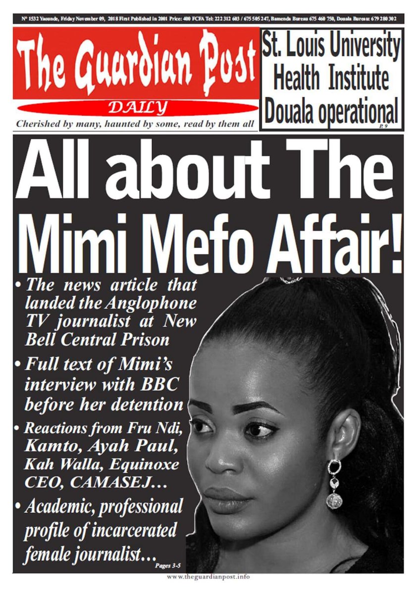 Asitchoma's tweet photo. La presse écrite joue sa partition.
Ensemble on obtiendra la libération de la journaliste @Mimimefo237 #WeStandForMimi #FreeMimiMefo #NoToIntimidations #JournalismIsNotACrime https://t.co/xrKi2p0Zzh