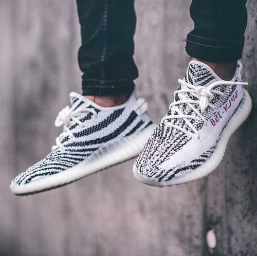 yeezy 350 v2 zebra on feet