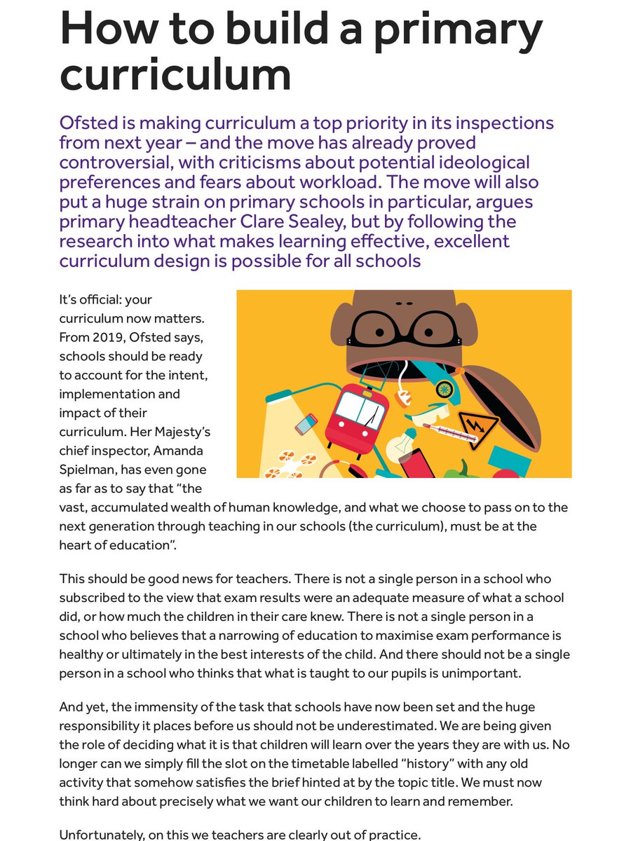 jon_severs's tweet photo. In @tes today - @ClareSealy offers view on how you should build a primary curriculum https://t.co/zBXVdlrrU6