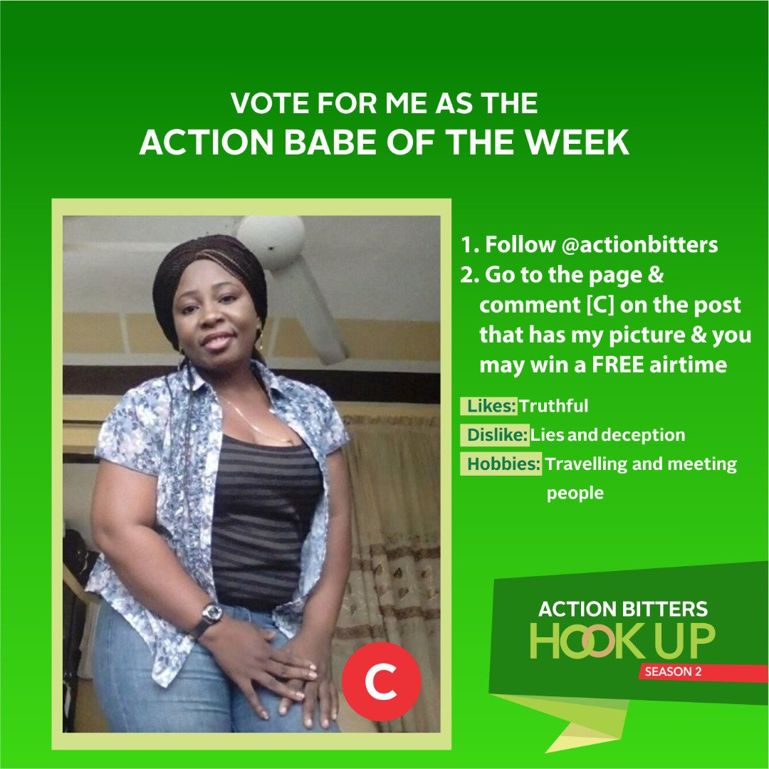 ActionBitters's tweet photo. Voting twice isnβt allowed &voting ends by Monday 12th November,12 Noon.
Random voters that follow us, will win free airtime.
#ActionBittersHookUp2 #actionbitters #hookup #Nigeria #Fridayfeeling #Lagos #UndisputedBitters #man #woman #relationshipgoals #frayay #friday https://t.co/7uX33k3hoT