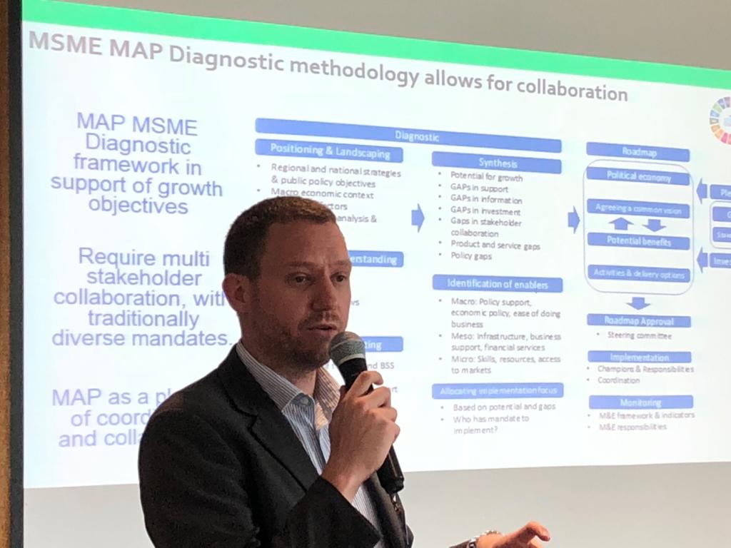 Finmarktrust's tweet photo. Christiaan Loots presenting on the #MakingAccessPossible MSME diagnostic methodology developed by @UNCDF and @Finmarktrust at the UNCDF: A Future For All workshop with @UNCDFSHIFT in #Singapore https://t.co/ZX17V0Ijly