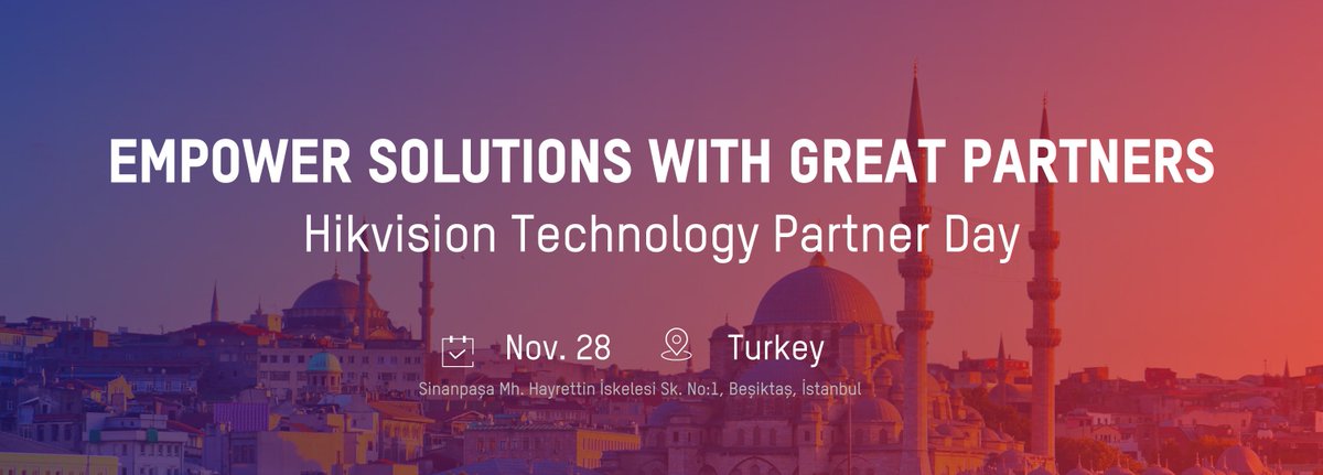 HikvisionHQ's tweet photo. A new platform to co-market your solutions! We are excited to announce that registration is now open for Hikvision Technology Partner Day (TPD) 2018 in Istanbul, Turkey. #HikvisionTPD #PartnerWin Register now -> https://t.co/cKKYesZh46 https://t.co/KNUeTVYMBu
