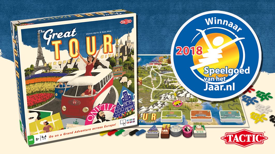 TacticGames's tweet photo. Tactic proudly present: The Great Tour, European Cities game has won Toy of the year 2018 award in Holland. https://t.co/isElka0ZLG