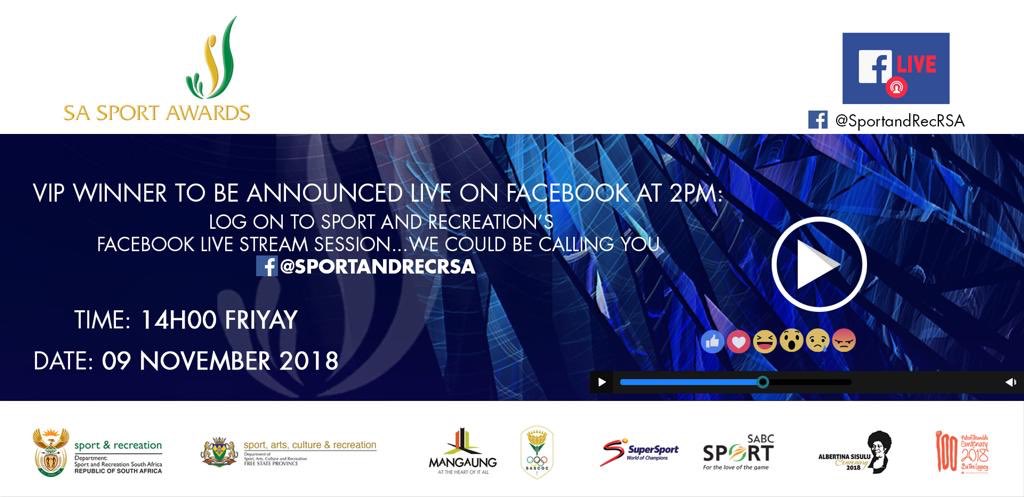 KitsoPitso's tweet photo. The VIP winner will be announced on Facebook,Friday 09 November 2018 at 2PM. Log on to @SPORTandREC_RSA’s Facebook Live stream to be in touch. #Izinjazegame #SASA2018 #Friyayfreefones #friyayloading https://t.co/ooUTVU1HSf