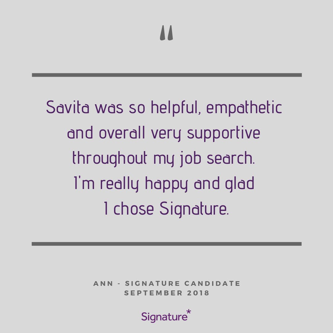 Signature__Ldn's tweet photo. Some great Candidate feedback for one of our Delivery Consultants, Savita. #happyfeedback #signaturesecrets #london #londonjobs #successful #career #careers #testimonials https://t.co/LcaRuAiTFo