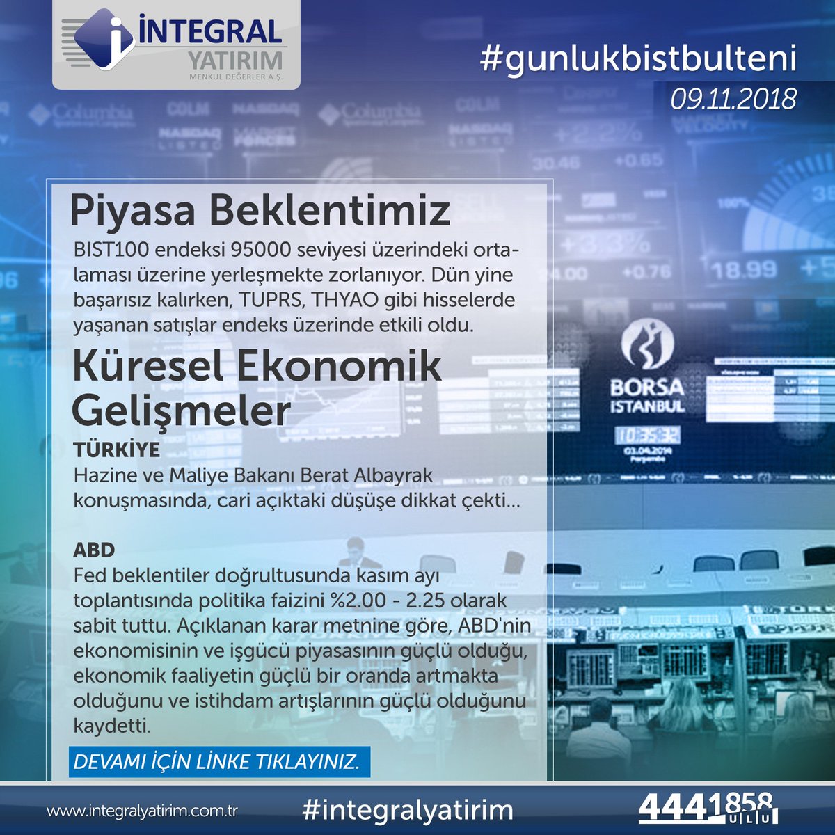 Günlük bist bültenimize linkten ulaşabilirsiniz.
goo.gl/vhauzf
#integralyatirim #analiz #gunlukbistbulteni